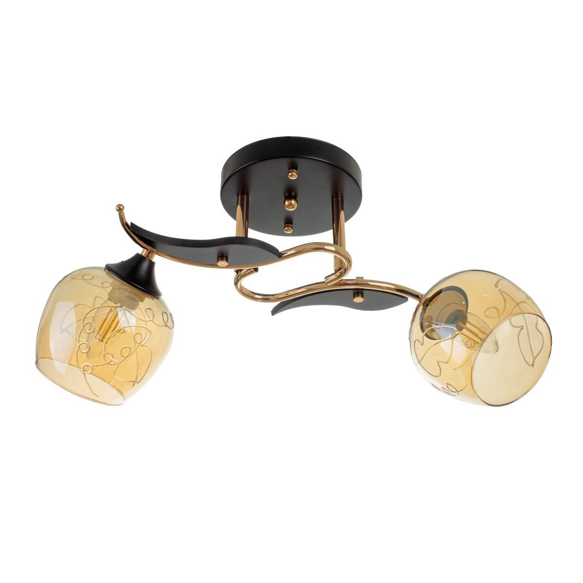 Люстра Brille LK-703S/2 E27 BK/FG на 2 плафона Черный/Золотой