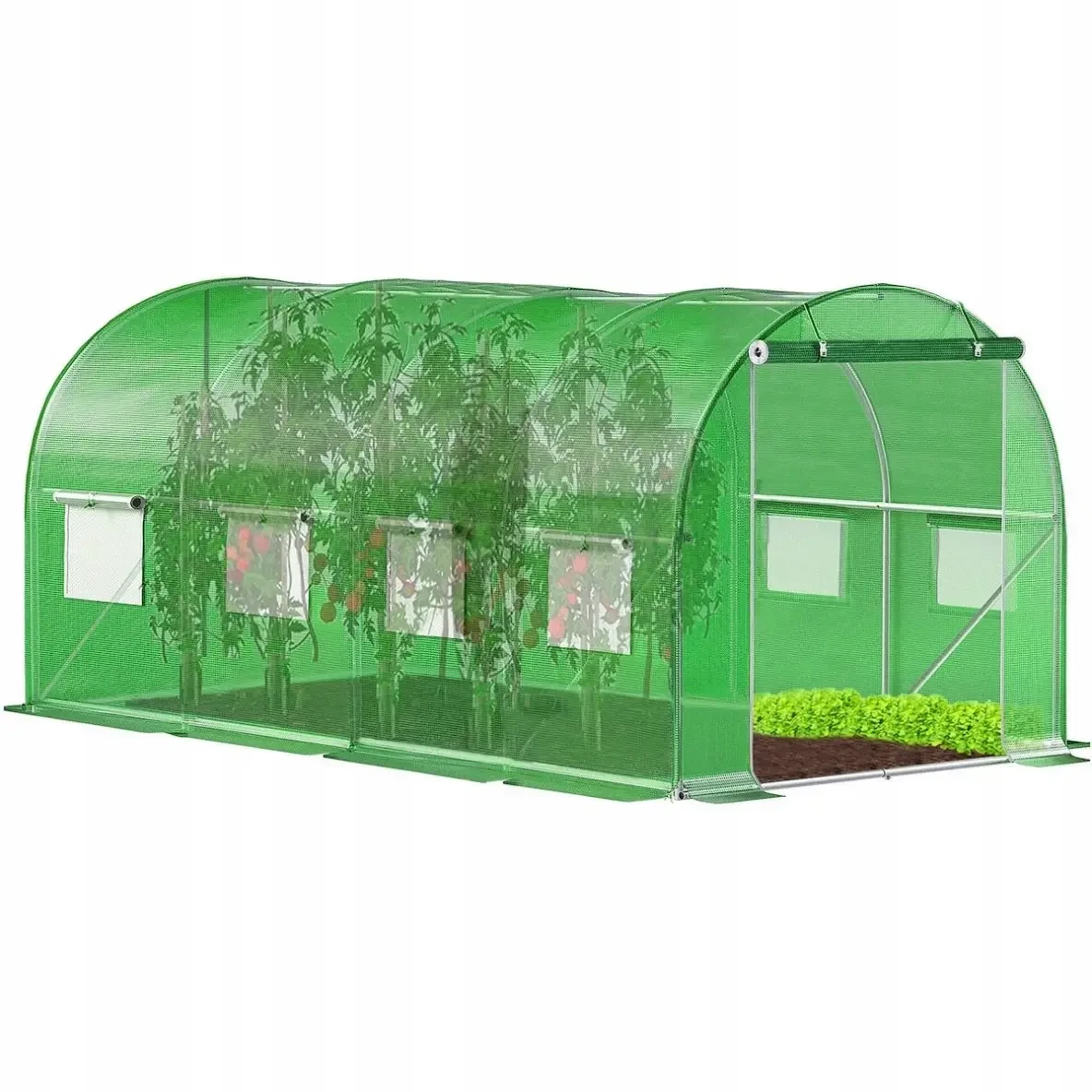 Теплиця армована плівкова Kontrast KO 04252 10 м2 з вікнами 4х2,5х2 м Зелений (1244)