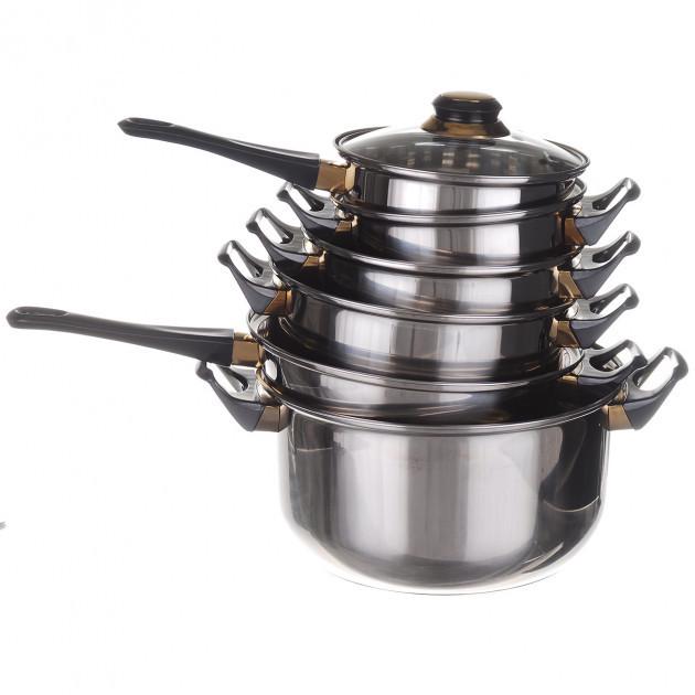 Набір каструль А-Плюс із нержавіючої сталі 12 пр. (547)