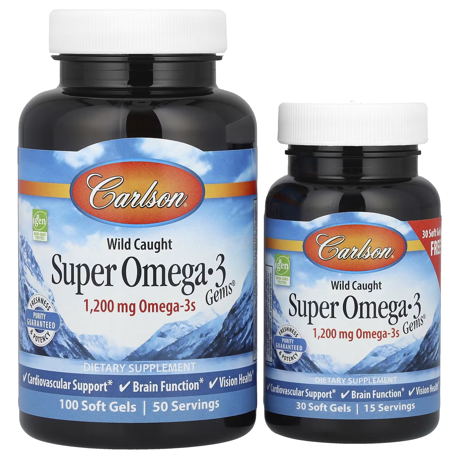 Кислоты Carlson Super Omega-3 Gems омега-3 кислоты из рыбы дикого вылова 1200 мг 130 капс.