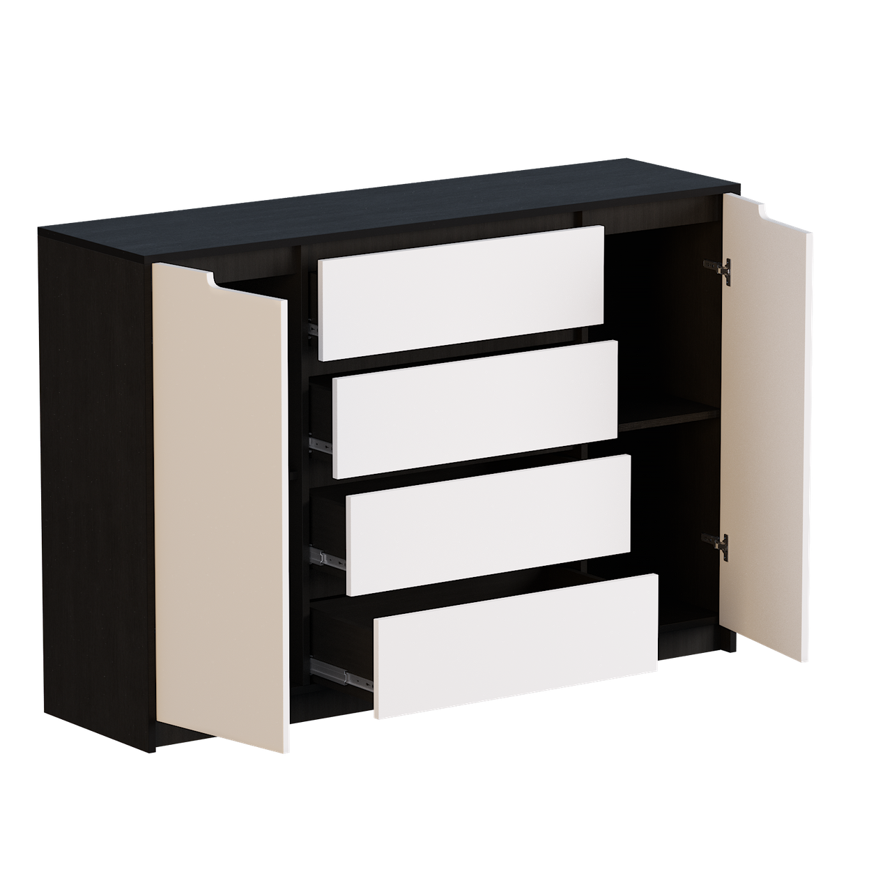 Комод Роликовые направляющие Микс 3 Эверест 140х38х95 см Венге темный/Белый - фото 3 Комод Роликовые направляющие Микс 3 Эверест 140х38х95 см Венге темный/Белый - фото 3