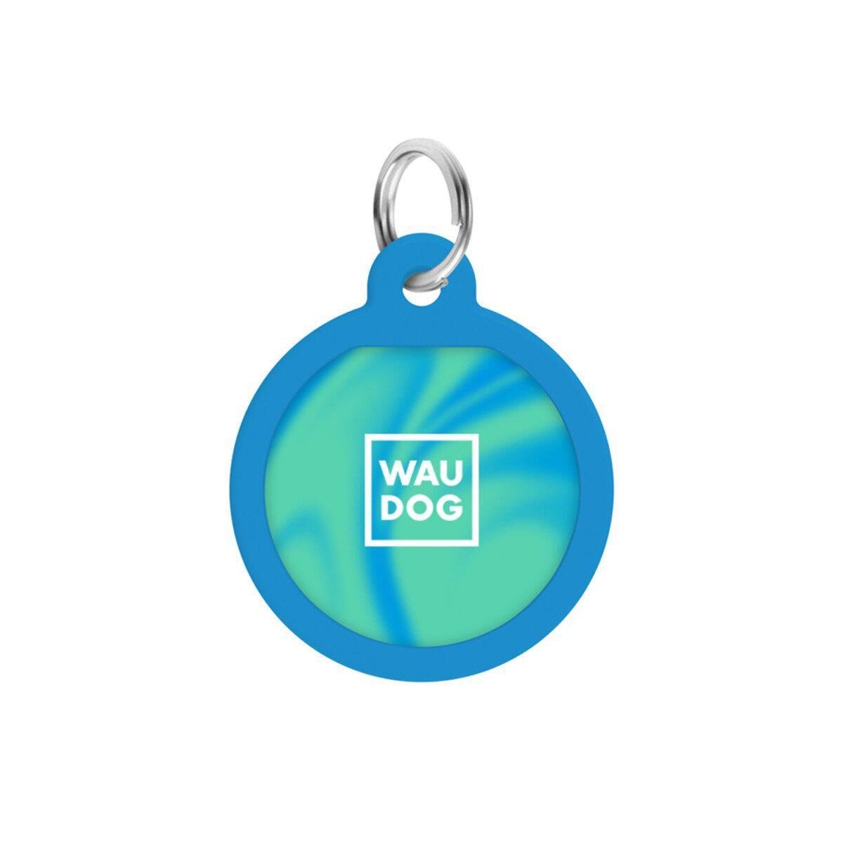 Адресник для собак/котов металлический Waudog Smart ID Градиент с QR-паспортом круг 25 мм Голубой (225-4036 Col)