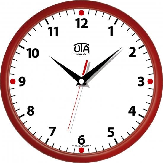 Годинник настінний UTA Classic 30x30 см Red (118045)
