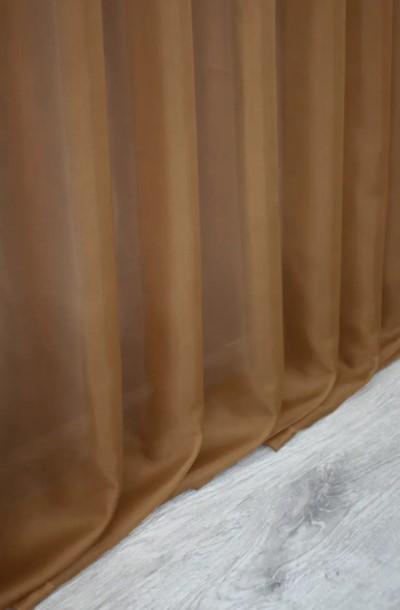 Комплект штор з підв'язками шифон 4х2,2 м/1,5x2,2 м 2 шт. Коричневий/Білий (022дк) - фото 3 Комплект штор з підв'язками шифон 4х2,2 м/1,5x2,2 м 2 шт. Коричневий/Білий (022дк) - фото 3