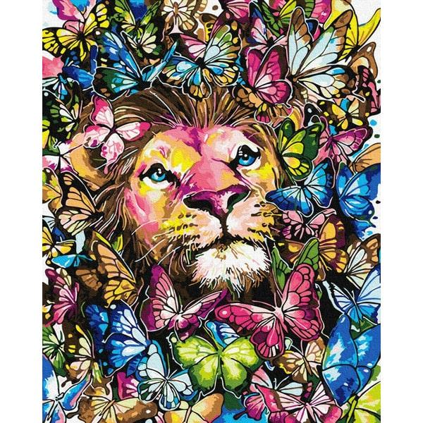 Картина по номерам Brushme GX32452 Лев в бабочках 40х50 см (1382354830)