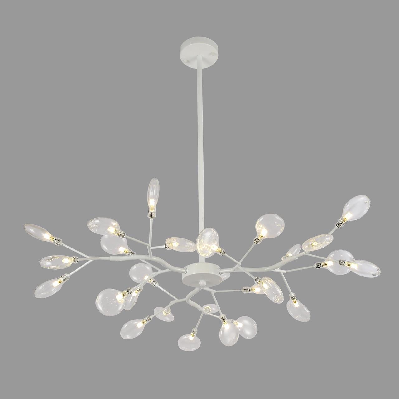 Люстра Petals з скляних пелюсток на 27 ламп Білий (918-LP447-27 WH+CL)
