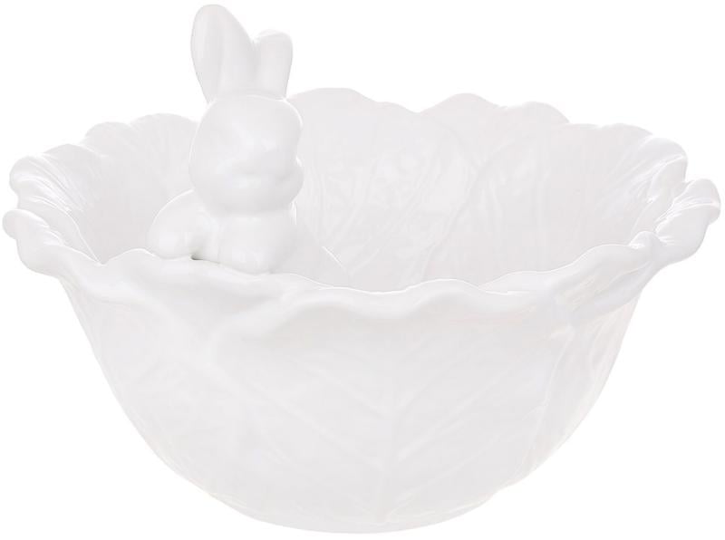 Пиала керамическая зайка в капусте 750 мл Белый