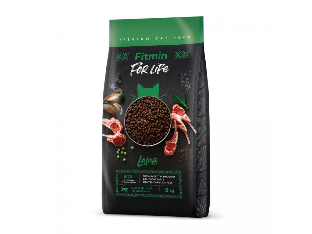 Корм сухий Fitmin For Life для дорослих котів з ягнятиною 8 кг