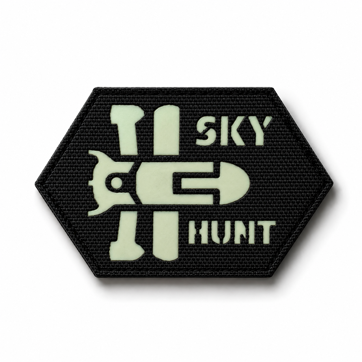 Шеврон на липучке Laser Cut Перехватчик Sky Hunt 8х5 см Черный/Люминисцентный