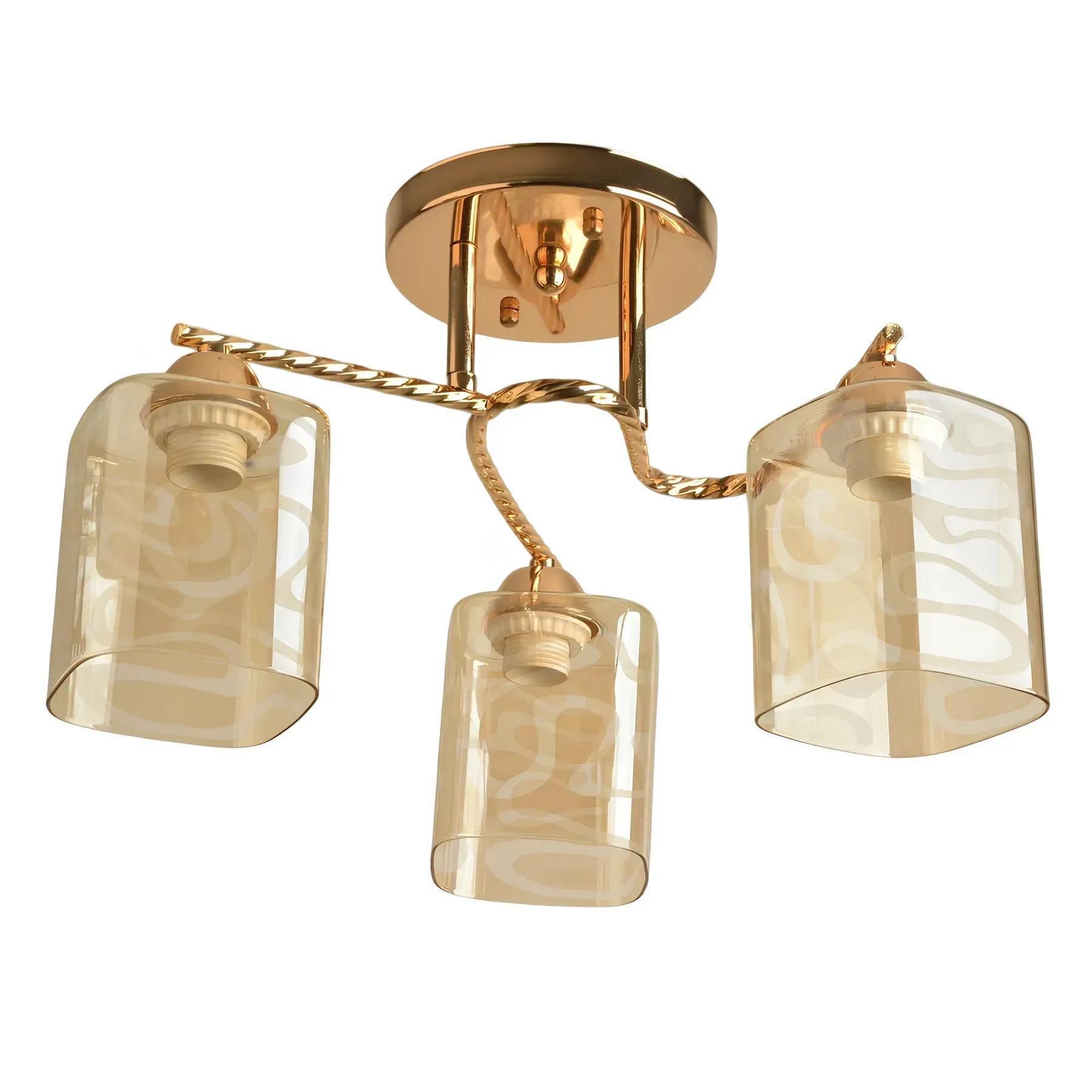Люстра потолочная Sirius на три квадратных плафона Е27 IP20 Л 8123/3А FG Золотой (28686389)