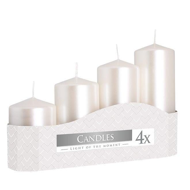 Комплект свечей жемчужных Bispol Цилиндр 5х7,9,11,13 см