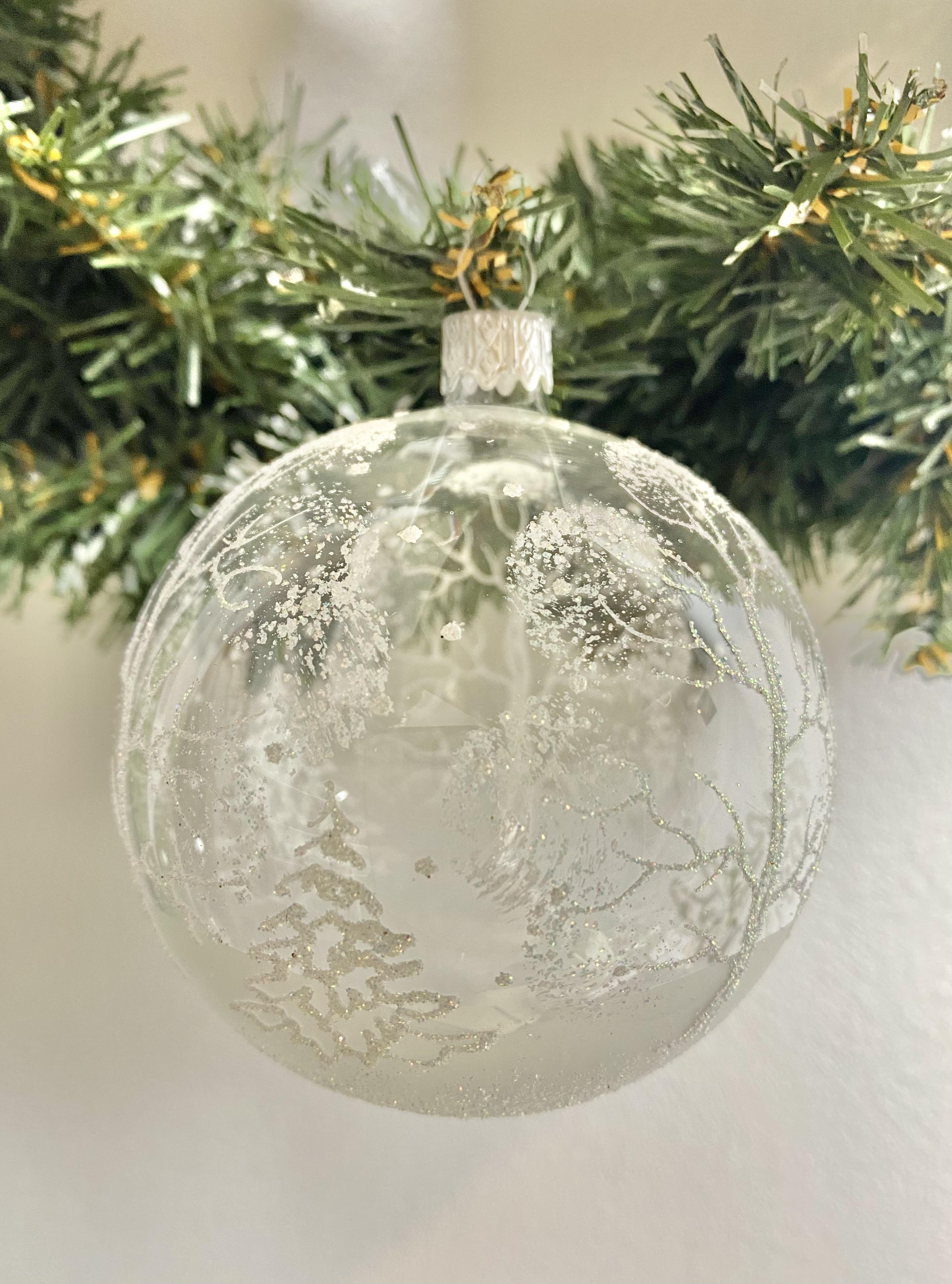 Куля новорічна Орнамент зі скла на ялинку 80 мм (13707013)