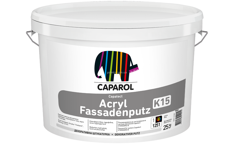 Штукатурка акриловая фасадная Caparol Capatect Acryl Fassadenputz K15 TR База 25 кг Прозрачный