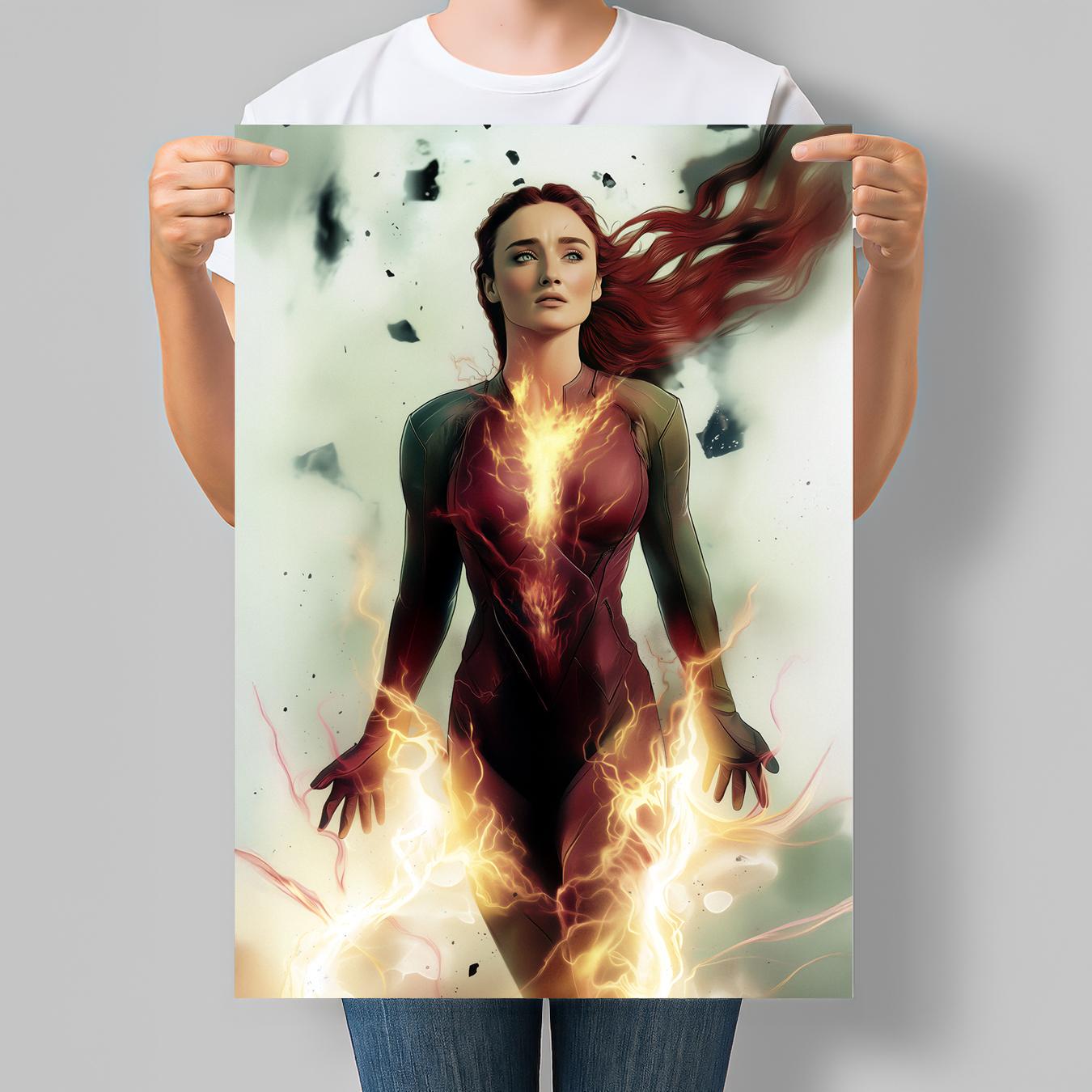 Постер супергероиня Marvel Джин Грей Феникс Fan art Серия Superheroine Collection 30x42 см A3 без рамки (MAR03_A3)