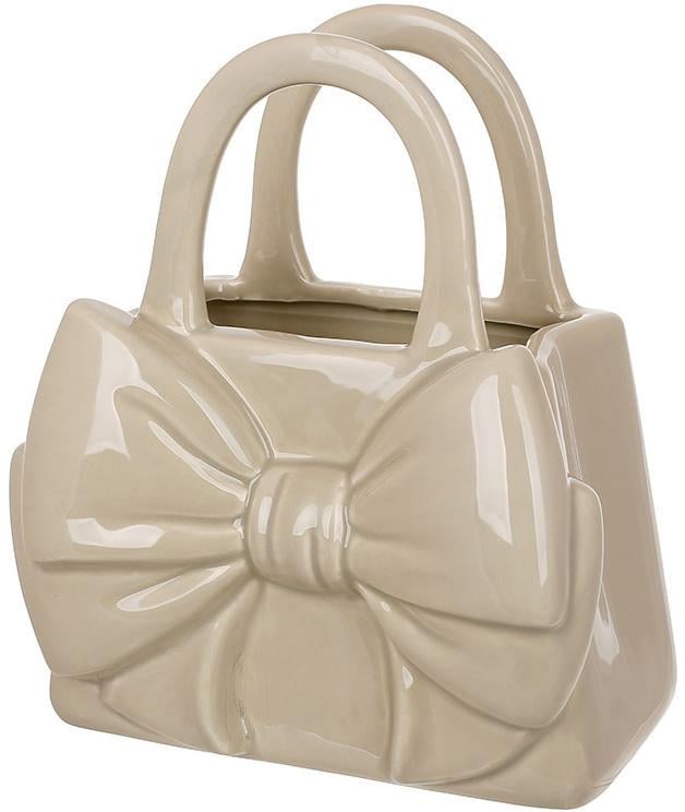 Ваза керамічна Бежевий Бант у формі сумочки 20х12х22,5 см