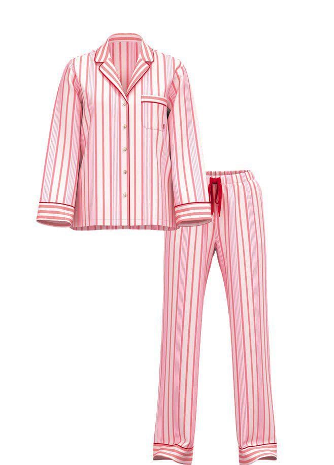 Піжама фланель сорочка/штани Victoria's Secret Flannel Long Pajama Set смужка Regular XS Рожевий (26811508D) - фото 3