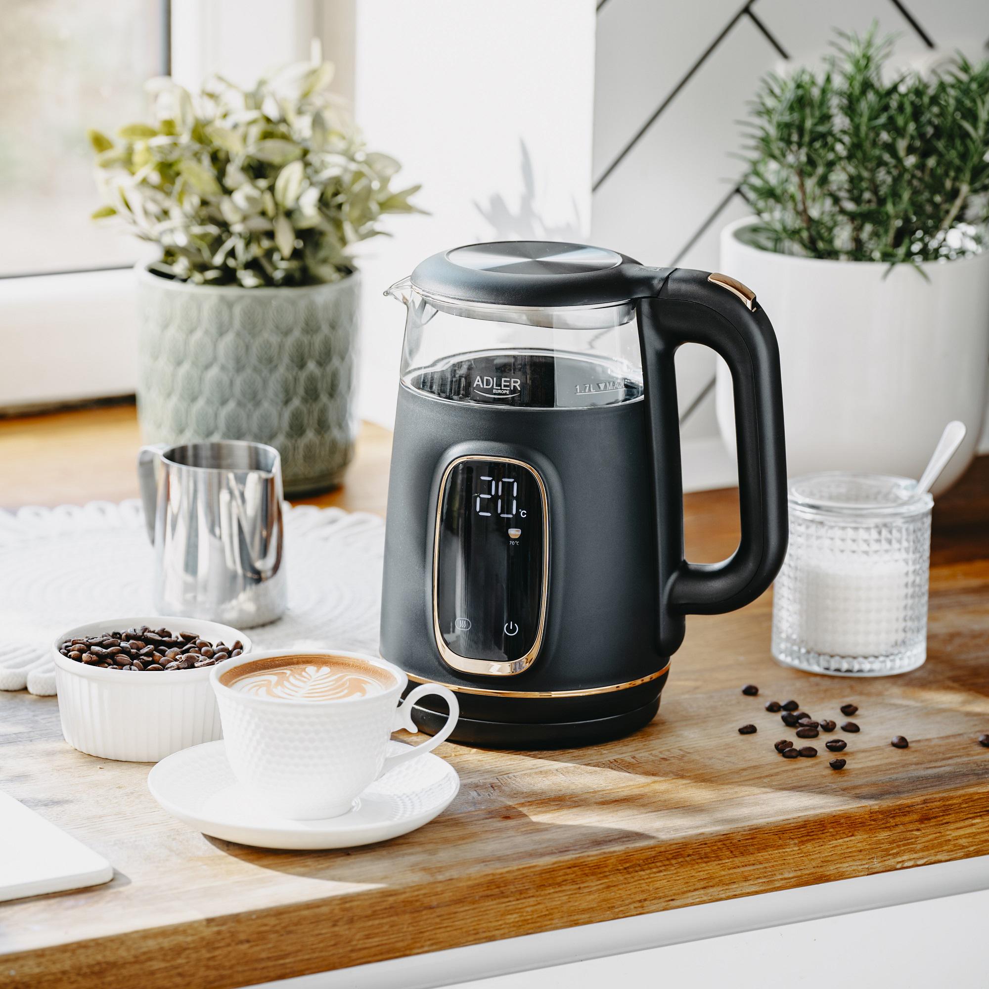 Электрочайник Adler AD 1305 пластик/стекло дисплей/регулятор температуры 1,7 л Black/Gold (27224664) - фото 11