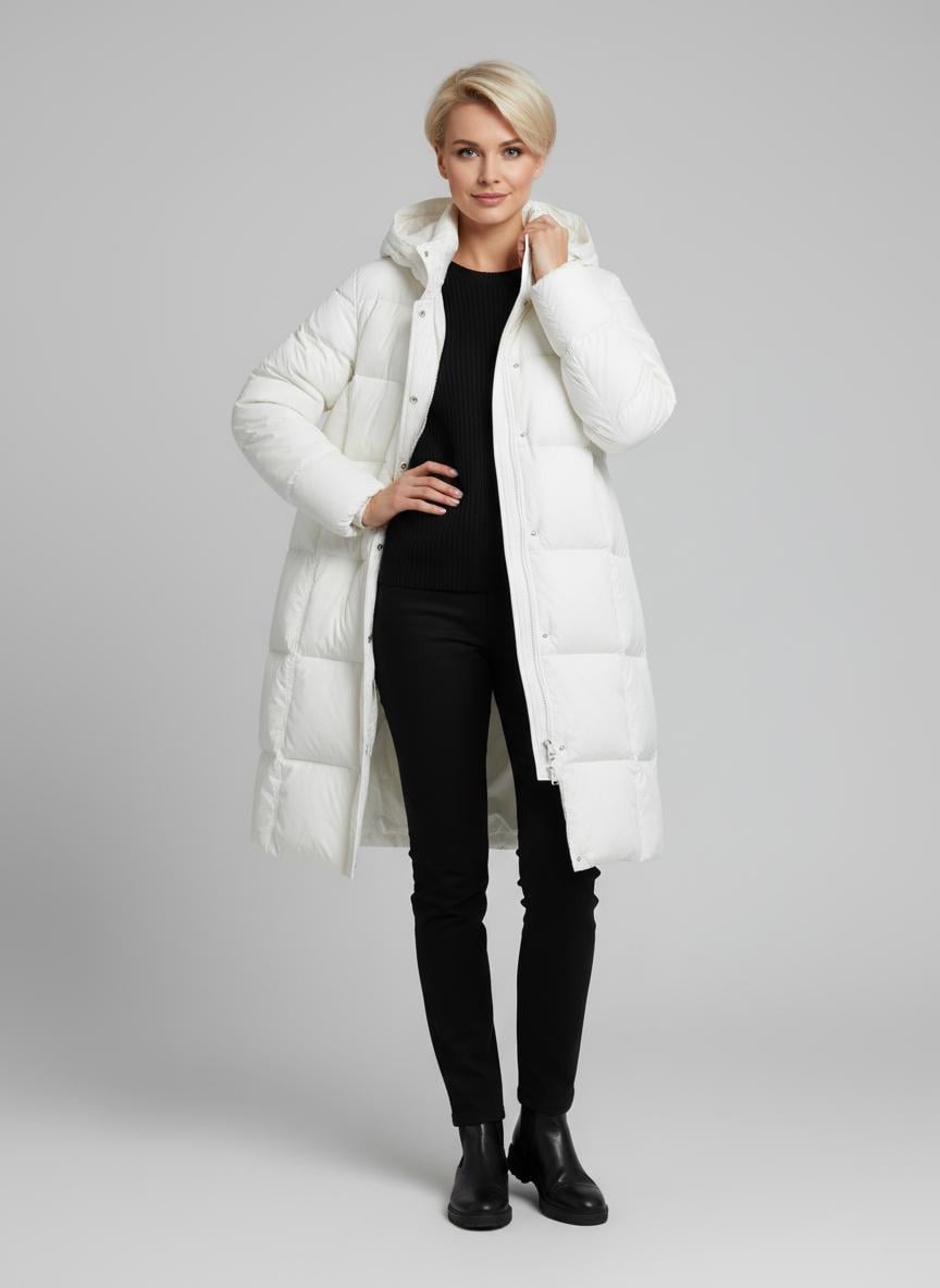 Пуховик женский Number Nine DW-201 с капюшоном р. 44 Белый (DW-201-44) Пуховик женский Number Nine DW-201 с капюшоном р. 44 Белый (DW-201-44)