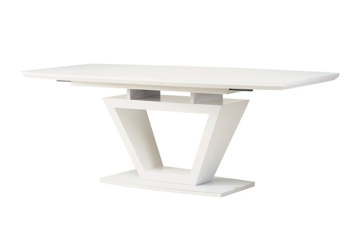 Стол обеденный раскладной Ветро Мебель TMM-53-2 900х760х1600/400 стекло/МДФ Белый матовый