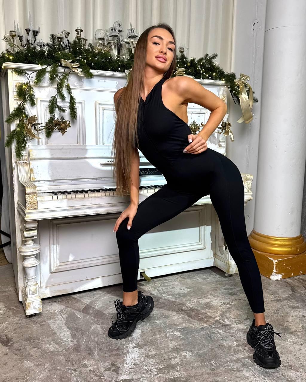 Комбінезон спортивний довгий з чашками та пуш-ап XL Чорний (WH01XL) - фото 8 Комбінезон спортивний довгий з чашками та пуш-ап XL Чорний (WH01XL) - фото 8