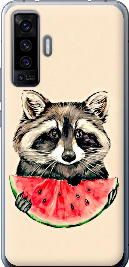 Чехол на Vivo X50 Енотик с арбузом (4605u-1955-42517)