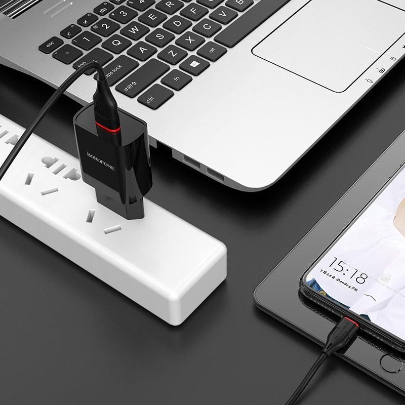 Пристрій зарядний Borofone BA20A 1 USB 2,1A/кабель micro-USB Blaсk (36707) - фото 4 Пристрій зарядний Borofone BA20A 1 USB 2,1A/кабель micro-USB Blaсk (36707) - фото 4