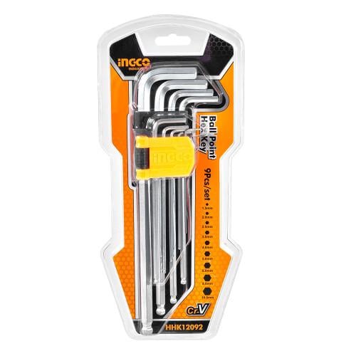 Набір ключів шестигранних INGCO подовжених із кулею 9 шт. 1,5-10 мм (26771525)