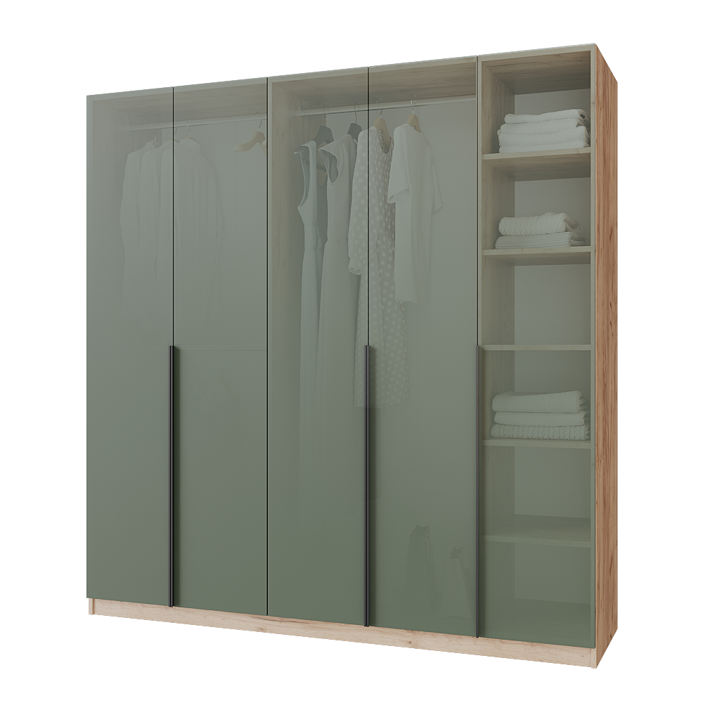 Шкаф распашной Меблітренд Чиназес Чи-2000 2000х500х2050 мм Дуб крафт золотой/Зеленый дымчатый (26857678) - фото 3 Шкаф распашной Меблітренд Чиназес Чи-2000 2000х500х2050 мм Дуб крафт золотой/Зеленый дымчатый (26857678) - фото 3