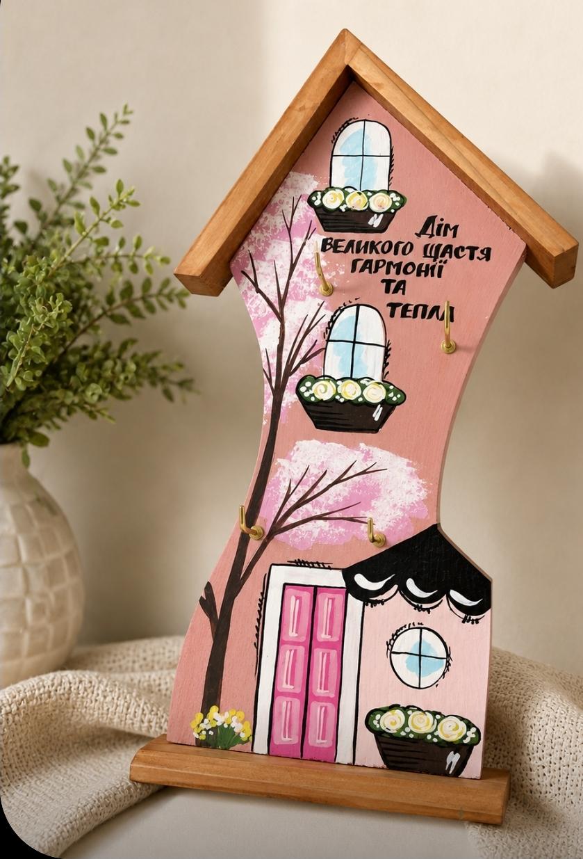Ключниця настінна деревяна "Дім-велике щастя" (36980725)