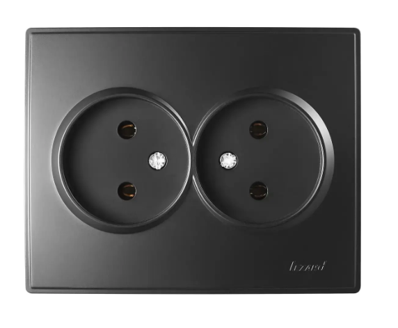 Розетка подвійна Lezard Lesya без заземлення Антрацитовий (26384252)