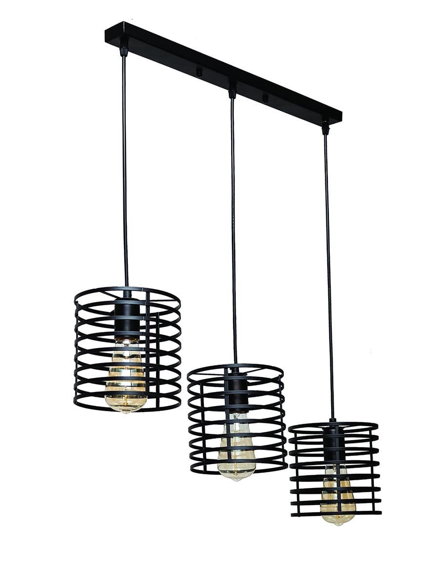 Підвісний світильник лінійний Levistella 707P9150F-3 500 Лофт з трьома металевими плафонами Чорний (1887923948)