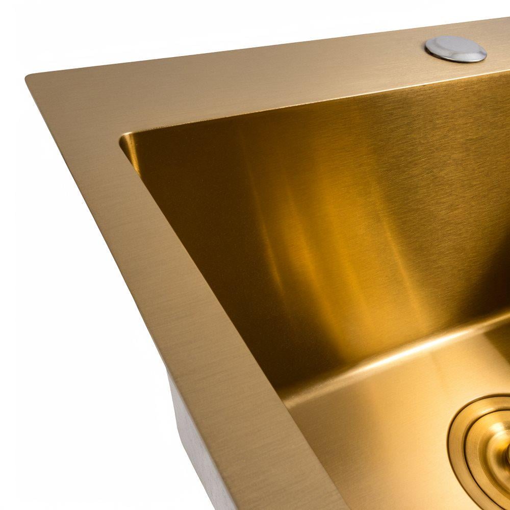 Мойка кухонная Valeso Handmade 50х50 PVD сифон круглый 3,0/0,8 Gold - фото 4 Мойка кухонная Valeso Handmade 50х50 PVD сифон круглый 3,0/0,8 Gold - фото 4