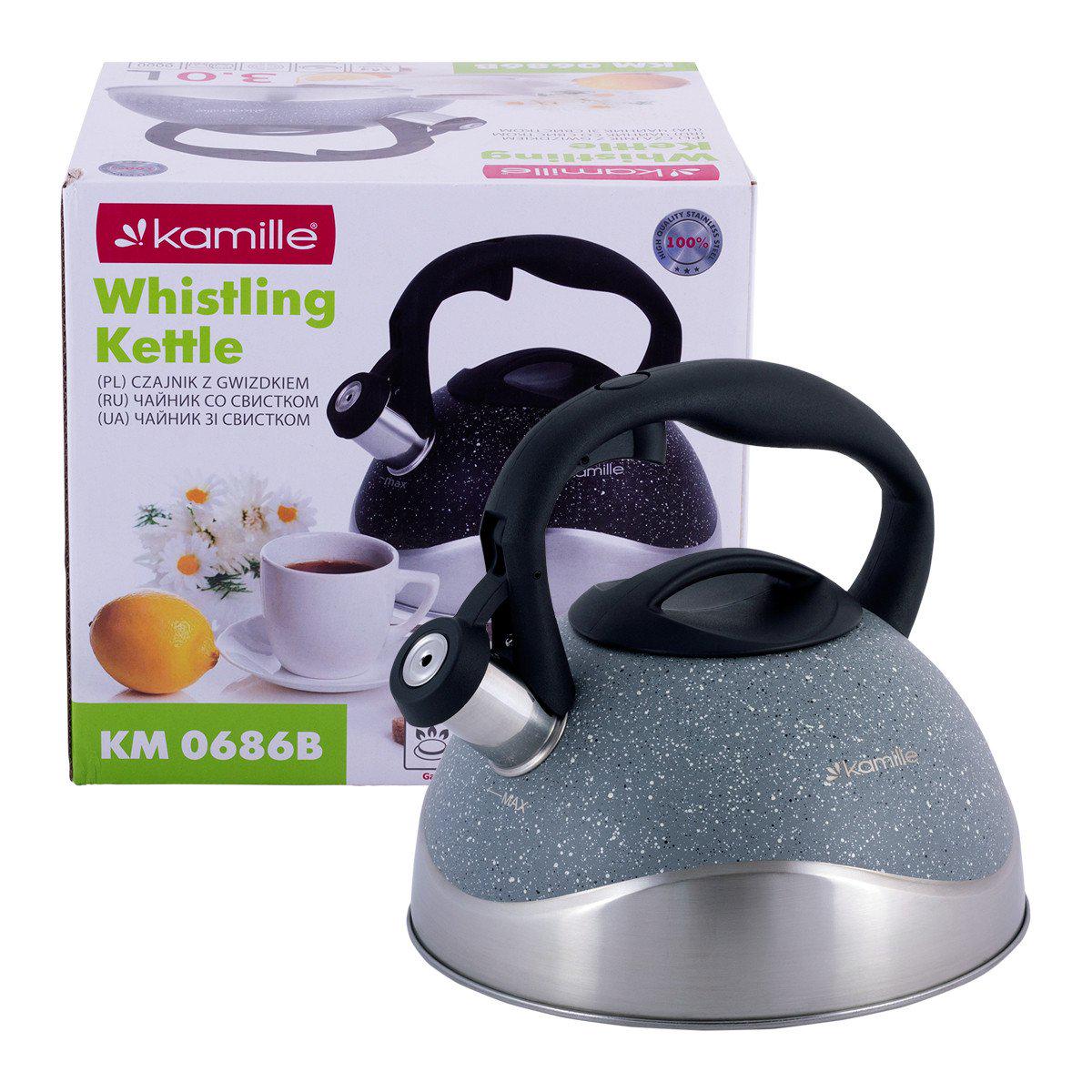 Чайник Kamille 2,8 л из нержавеющей стали Серый KM-0686BSR