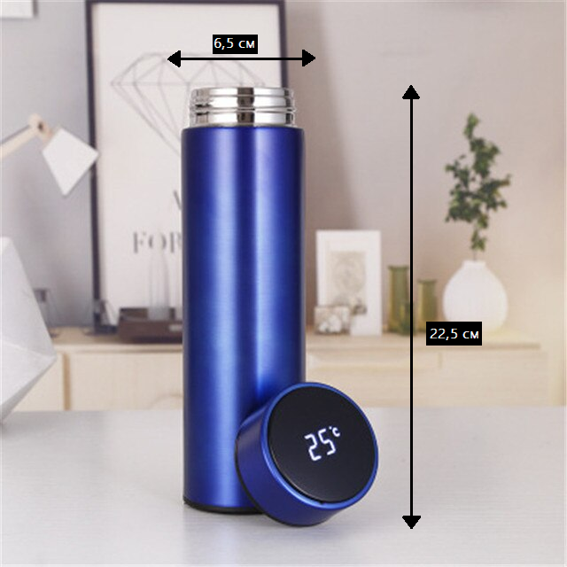 Термос умный из Led экраном нержавеющая сталь 500 мл Синий матовый - фото 6