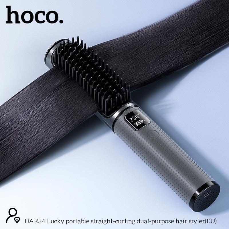 Плойка для укладки волос Hoco Lucky portable straight-curling dual-purpose DAR34 5000 мАч Grey (20359248) - фото 7