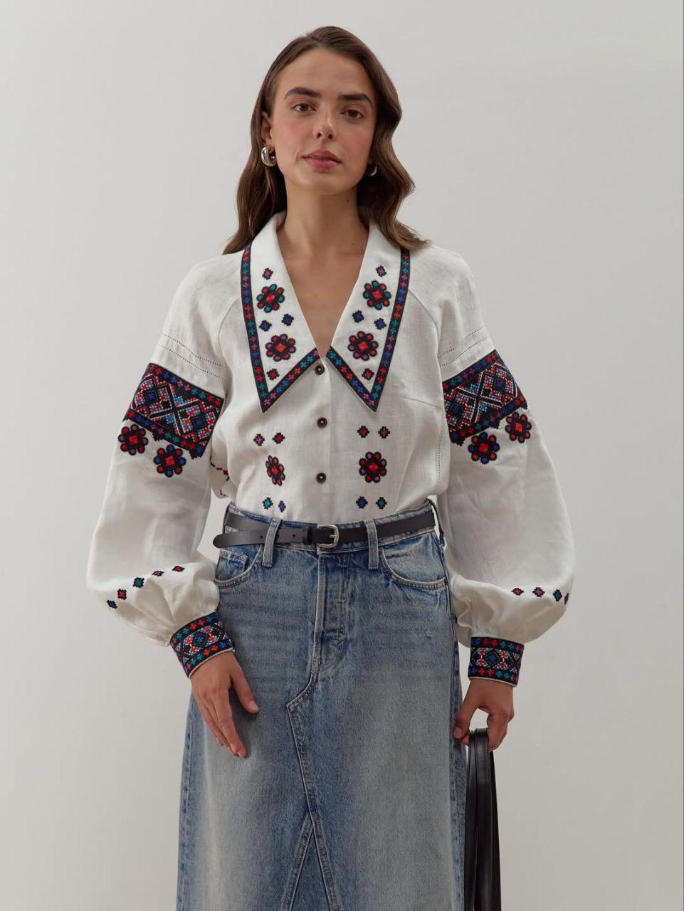 Вышиванка женская р. 50 Белый (0955)