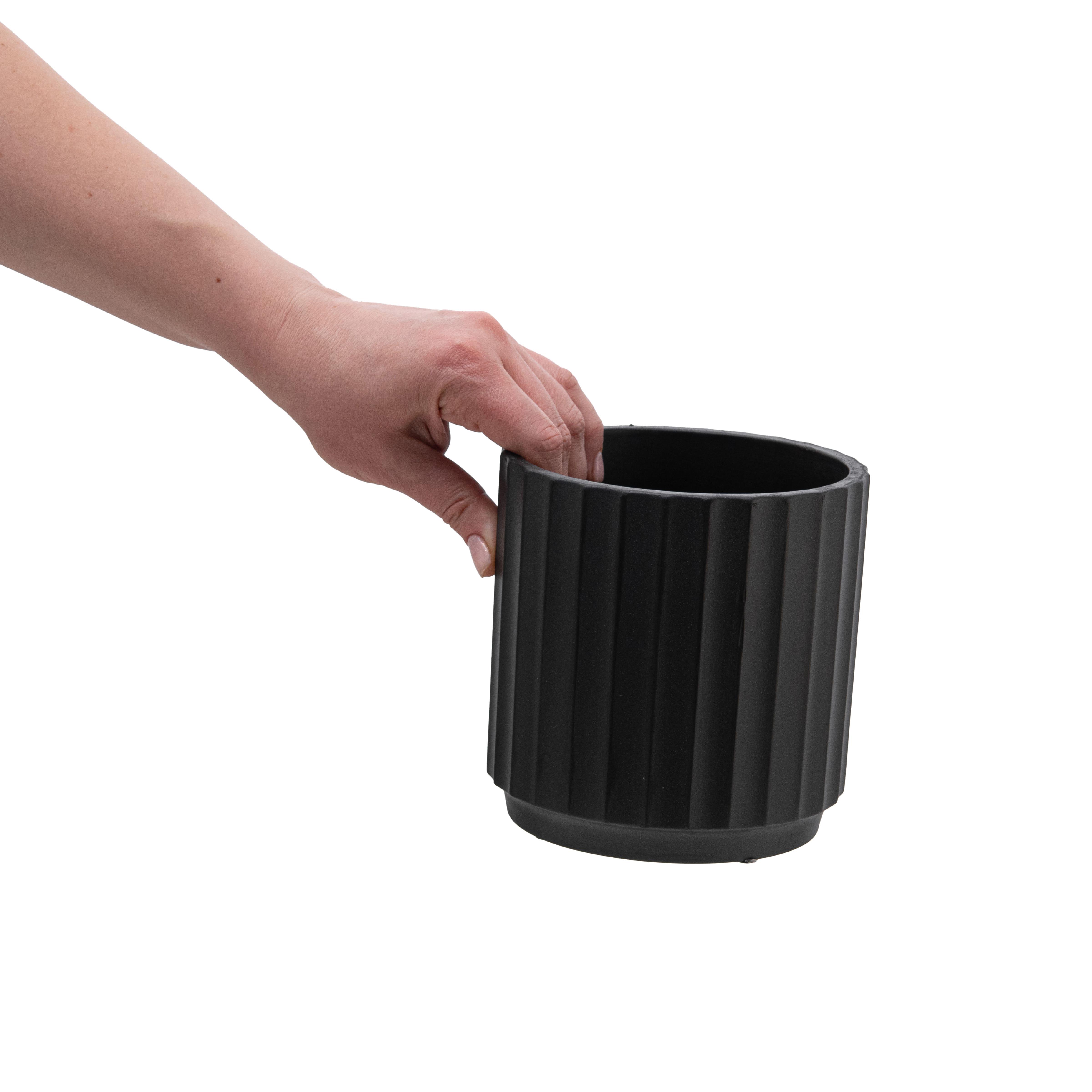 Кашпо для цветов керамическое elemi Грань круглый 1,4 л Черный (УТ-00094972) - фото 6