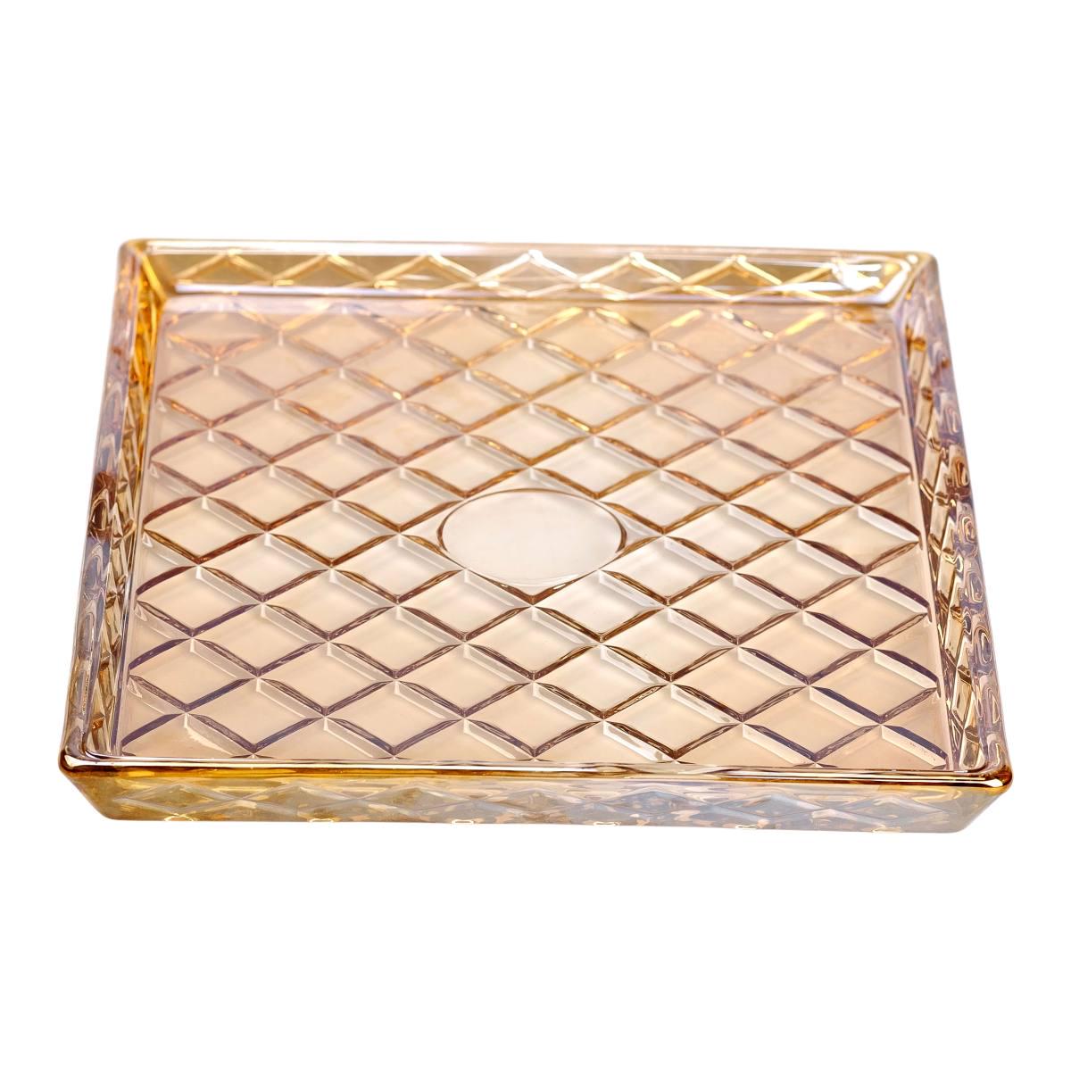Блюдо для закусок Lirmartur HP-YH-53 стеклянное 24,5х20,5х2 см Золотистый (25029543) - фото 4
