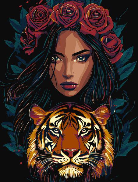 Картина по номерам Ideyka Хищный взгляд с красками металлик extra 30x40 см (Id-KHO8481)