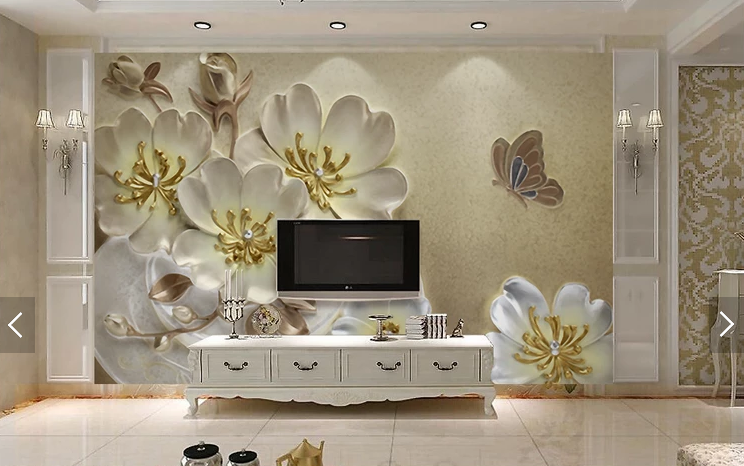 Фотообои 3D флизелиновые цветочные для спальни/зала/кухни Мраморные цветы