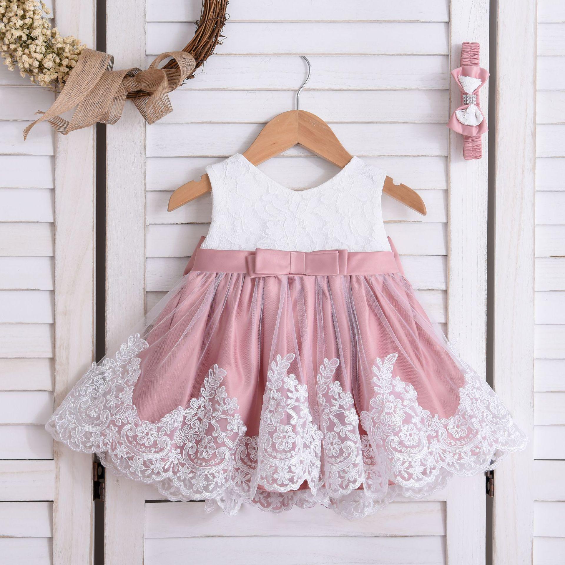 Сукня дитяча святкова Katy Kids Кетта з мереживом та великим бантом та пов'язка 80 см Біло-ліловий (10013220300) - фото 3