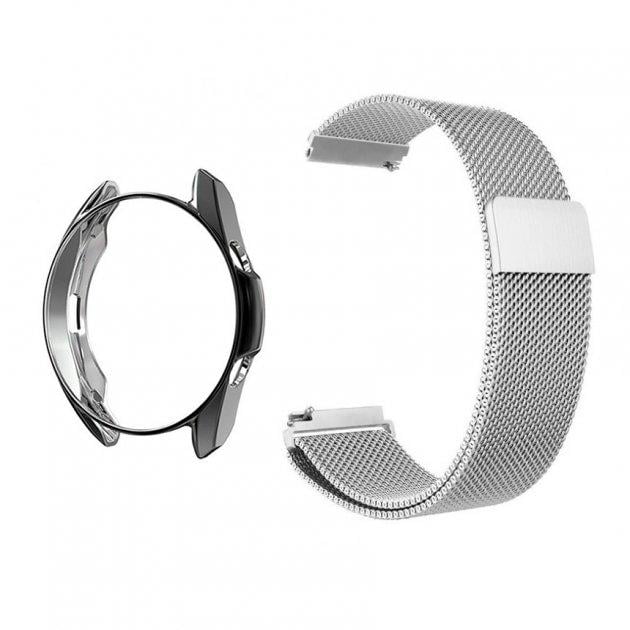 Комплект Watchbands металевий ремінець Milanese та чохол для Samsung Galaxy Watch 3 45 мм Gray/Black (WBKW-345-5)