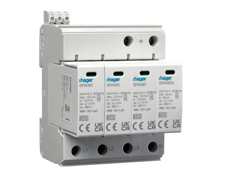 Разрядник (ПЗИП) T1+T2 4P 50kA 1,2kV TN-S TT + доп.контакт HAGER SPA931