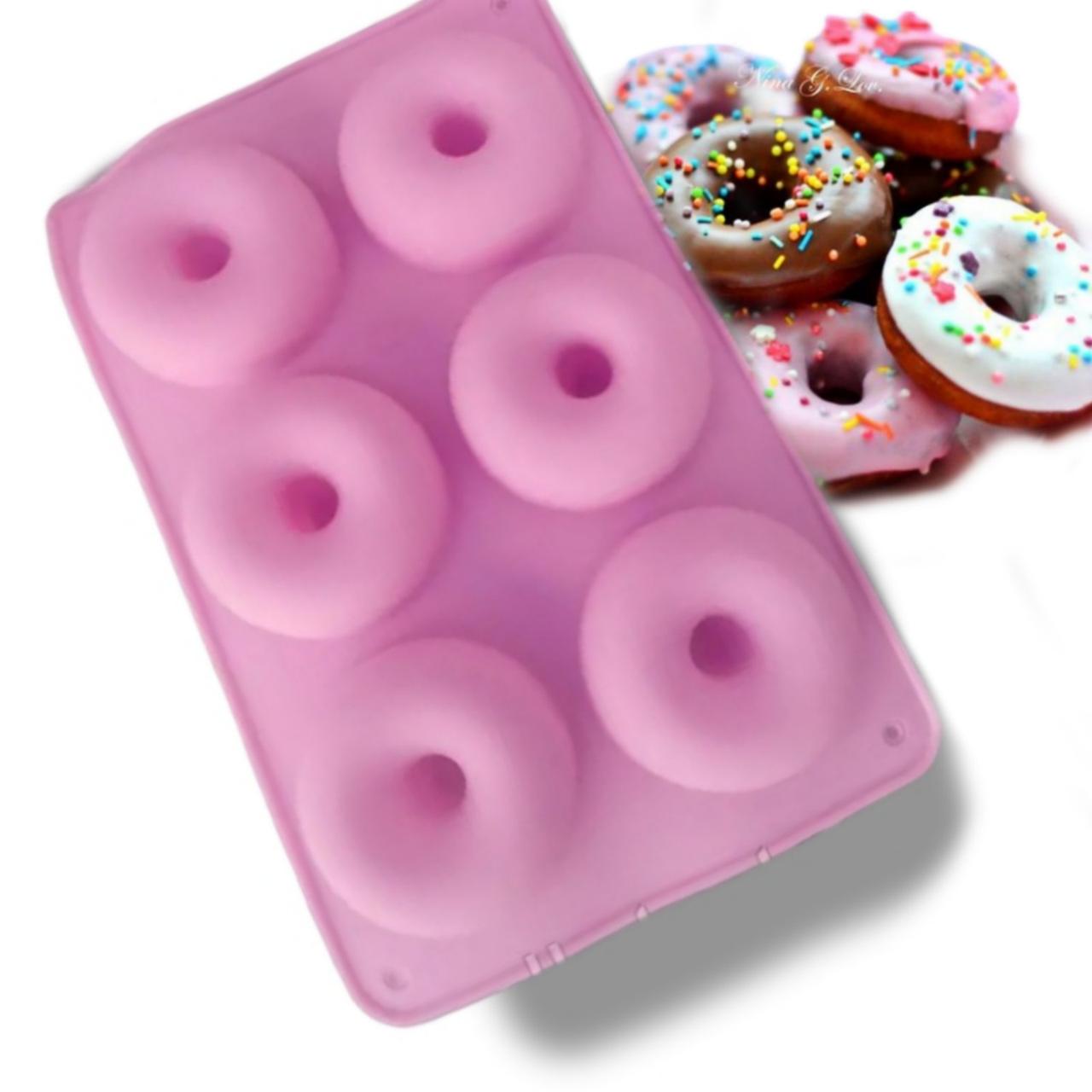 Форма для выпечки пончиков силиконовая на 6 ячеек Розовый (54800) - фото 3