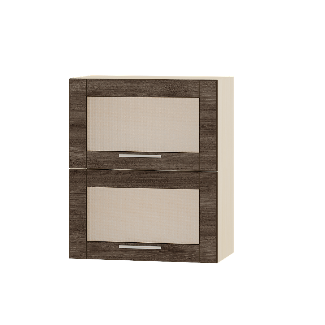 Шкаф верхний Эверест Оптима модуль Верх витрина ВВ14-600 60х30х72 см Шамони Темный/Дуб молочный (03637)