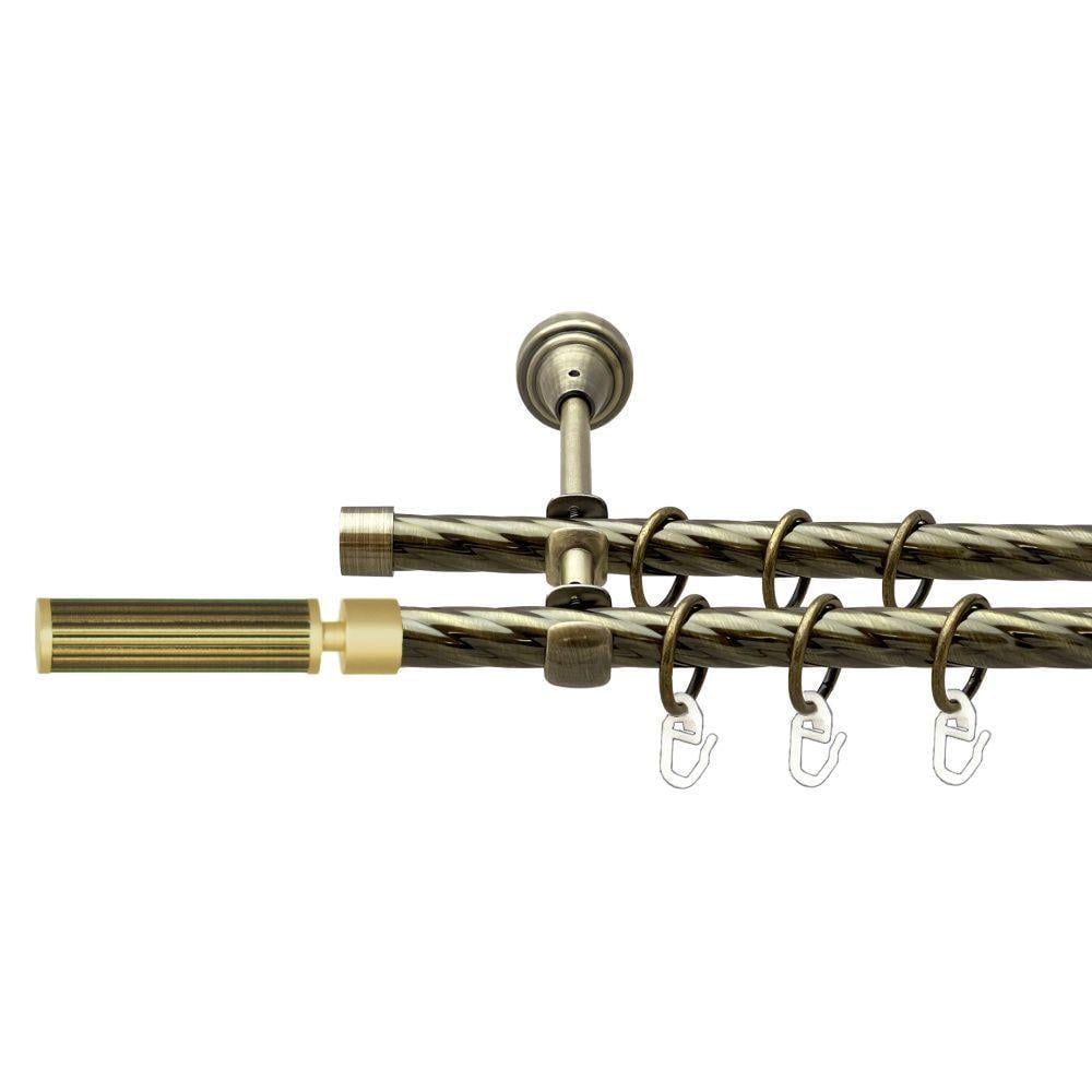 Карниз металлический Orvit Галерия двухрядный открытый/скрученная труба/кольцо металлическое Антик 16/16 мм 300 см (00-00022452)