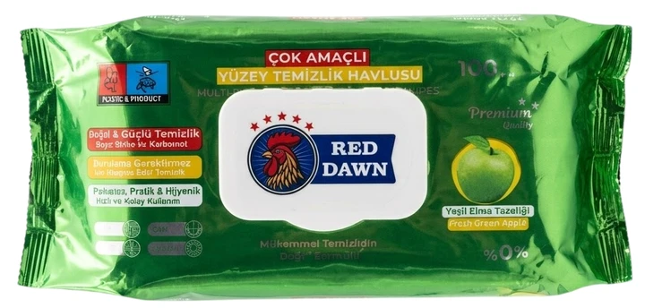 Салфетки влажные для уборки Red Dawn Свежесть зеленого яблока 100 шт.