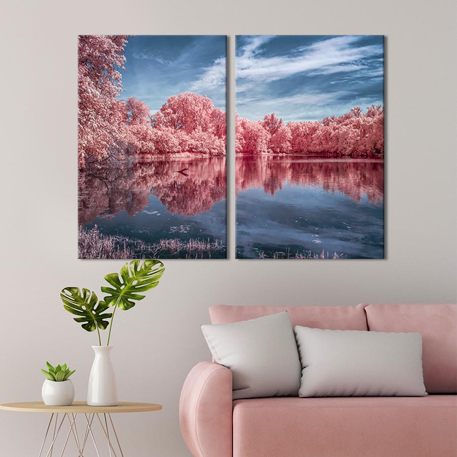 Модульная картина на холсте Диптих Изобилие розовых дереьев 165x122 см (608-2)
