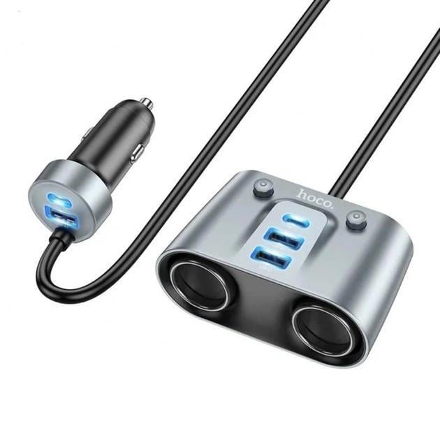 Автомобільний зарядний-розгалужувач Hoco Z51 Establisher 2-in-1 cigarette lighter 147W (2133801295)