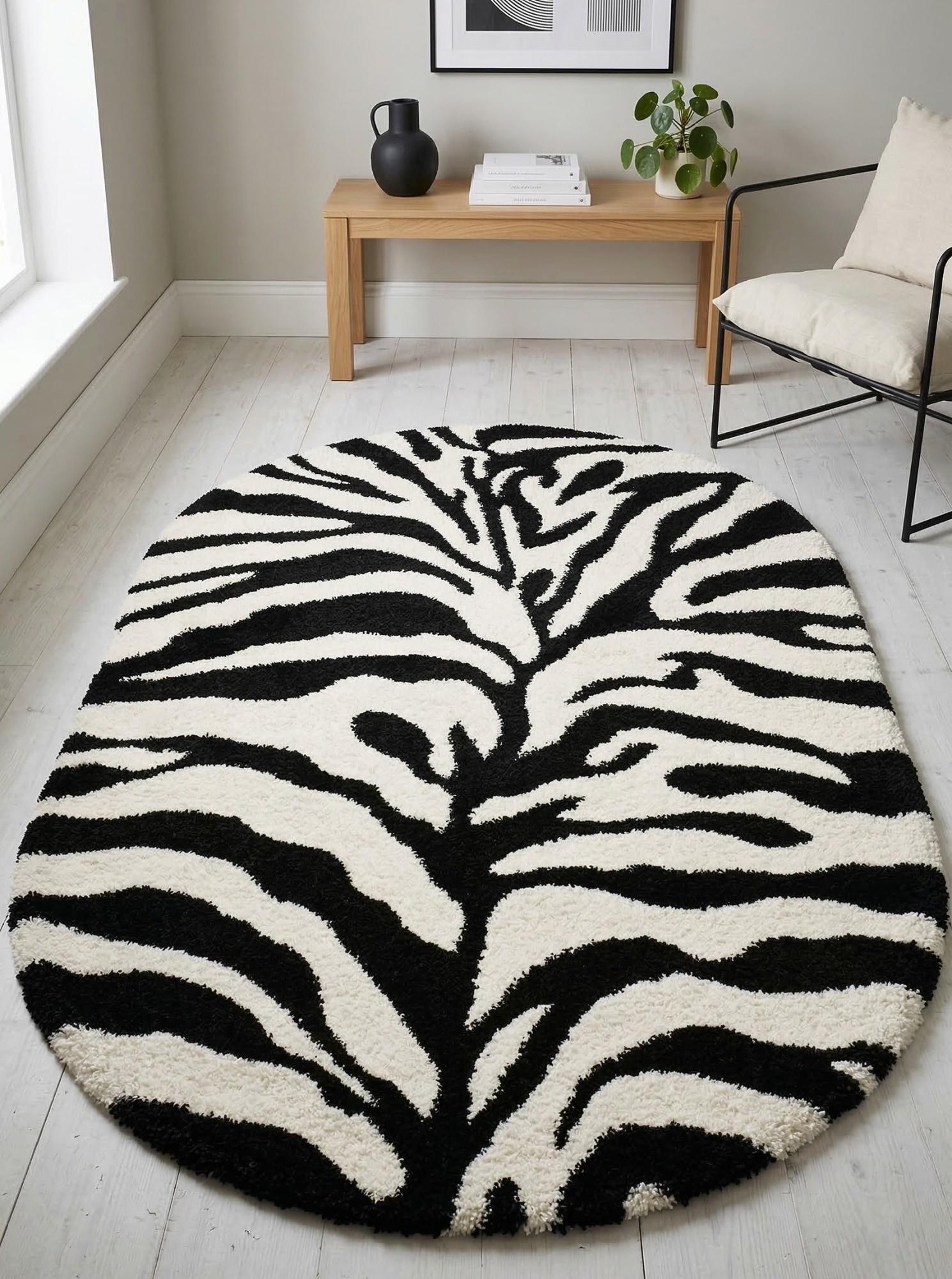 Ковер с высоким ворсом Loca 9180A black овал 120x170 см (104181217)